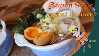 🍜😋 Japanische Ramen Nudel Suppe selbst gemacht Brühe und Toppings 😋🍜 zum reinlegen lecker [upl. by Asecnarf]