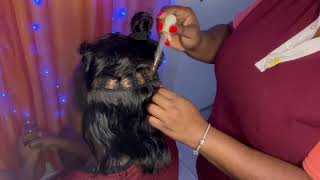 ASMR scalp oiling under sew in hair scalp scratchingasmr asmrscalpcheck [upl. by Berl946]