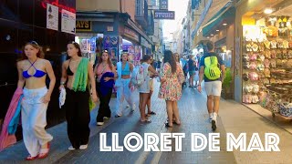 Evening walk along the main street of Lloret de Mar 4K [upl. by Hassett]