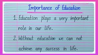 10 Lines Essay On Importance Of Education In English l Essay On Importance Of Education l Essay l [upl. by Addiel]