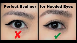 How to PERFECT WINGED EYELINER for Hooded Eyes Beginner Friendly  Soft and Thin Winged Liner [upl. by Airun]