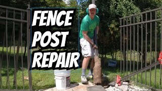 How to Replace a Fence Post  Aluminum Fence Post Repair [upl. by Annaegroeg]