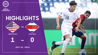 2024 U20 Championship  United States vs Costa Rica  Group A [upl. by Kerk981]