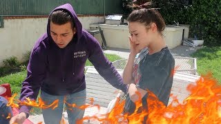 BURNING MY GIRLFRIENDS MAKEUP PRANK [upl. by Airb]