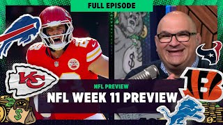 NFL Week 11 Preview Chiefs vs Bills preview MVP Favorites and more  Bear Bets [upl. by Anerres]