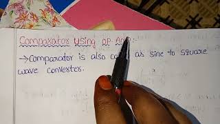 OPAMP USING COMPARATORTYPESWAVEFORMS EXPLAINATION IN TELUGU WITH NOTES [upl. by Isobel127]