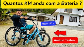 Autonomia do KIT ELÉTRICO 350w para Adaptação⚡️ CADEIRA Motorizada do Amauri 🔥 [upl. by Leinehtan]