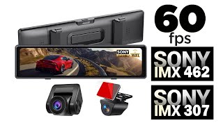 60fps Mirror Dash Cam with External SONY IMX 462 and SONY IMX 307 Sensor1126inch Adinkam V282CHN [upl. by Enavi]