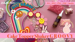 Cake Topper Shaker GROOVY ✌🏻 paso a paso  ideas y técnicas de papelería creativa  🪩 🌼 ☮ [upl. by Laenahtan]