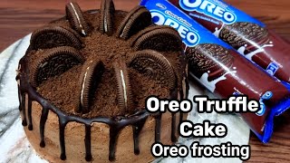 Oreo ChocolateTruffle CakeWith Easy Oreo Cream frostingChocolate cake eggless and without oven [upl. by Eca]