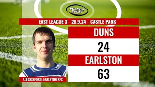 DUNS v EARLSTON  EAST LEAGUE 3  28924  ALI CESSFORD EARLSTON POST MATCH REACTION [upl. by Yffub585]