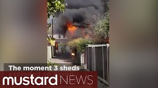 The moment 3 sheds EXPLODE in Gt Yarmouth [upl. by Leumas]