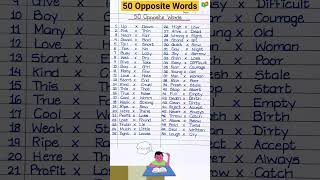 50 Opposite Words In English  Opposite words  Opposite word  Viruddharthi Shabd Angreji [upl. by Traggat]