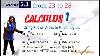 024 Exercises 53 Using Known Areas to Find Integrals2328 تمارين التكامل المحدود 23 حتى 28 [upl. by Nosemyaj]