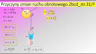 2bcdstr31 Na linie nawiniętej na walec kołowrotu studni wisi wiadro o masie m1  3 kg Masa walca [upl. by Esydnac401]
