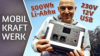 Mobile Stromversorgung Suaoki Power Station G500 Test amp Review [upl. by Lapointe]