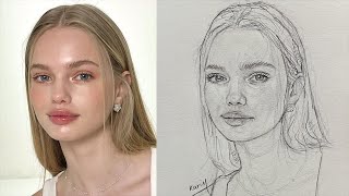 Learn to draw a beautiful girls face step by step using the Loomis method [upl. by Salomon302]