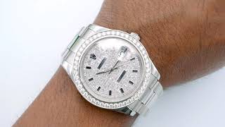 Rolex 116300 Datejust II 41mm Custom Diamond Bezel Diamond Dial Stainless Steel Oyster Bracelet 2014 [upl. by Eleets]