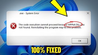 Fix MFPlatDLL not found in Windows 11  10  How To Solve Mfplat dll Missing Error ✅ [upl. by Dunn399]