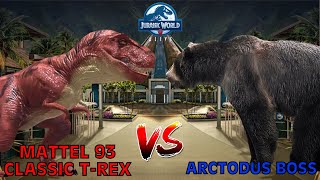 Mattel 93 Classic TRex vs Arctodus Boss  Jurassic World Alive [upl. by Reldnahc]