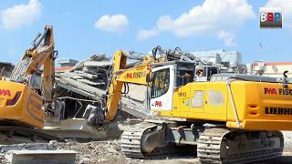 LIEBHERR R 946 amp R 960 demolition Abbruch Kaufland Backnang Germany 06082018 2 [upl. by Ymmit]