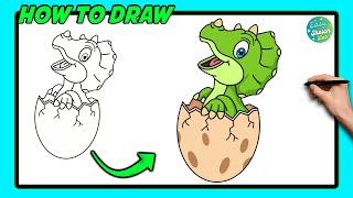 How to Draw Cute DINO Triceratops [upl. by Nagard]