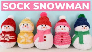 Sock Snowman in 10 Minutes  EASY Inexpensive Christmas Craft [upl. by Moulden]