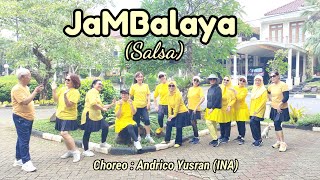 JaMBalaya Salsa  Line Dance Choreo  Andrico Yusran INA Demo by Senior TPR💛💛 [upl. by Aicertal787]