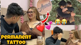 Surprise Permanent Tattoo For Anmol ❤️He Cried Romantic Moment 💕 [upl. by Tiemroth]