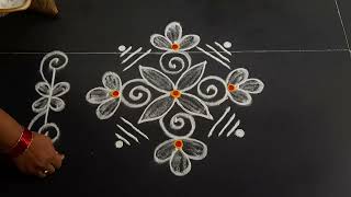 simple rangoli design 51dots small beautiful kolam daily muggulu Anusworld [upl. by Olenta]