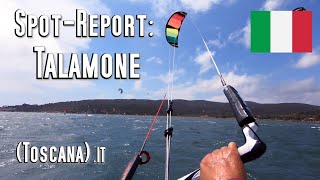 SpotReport Talamone  Toskana in Italy Kitesurfen amp Windsurfen Thermikspot Camping Kiteschule [upl. by Drauode]