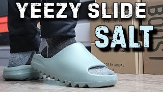 Most Comfortable Slides  Yeezy Slide quotSaltquot Review amp On Feet [upl. by Berey]