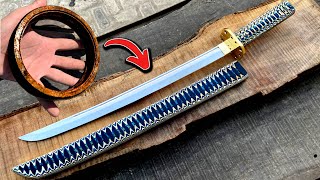 Turning A Rusty bearing into katana wakizashi Sword [upl. by Carrillo]