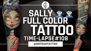 TATTOO FULL COLOR TIMELAPSE 108  SALLY “THE NIGHT BEFORE CHRISTMAS” [upl. by Lareena]