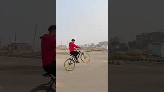 Kon Kar leta hai  Without gear wheelie🔥 Apna Name Likho❤️ shorts cycle shortvideo viral [upl. by Anisirhc159]