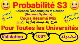 Probabilité S3  Cours Résumé Mix ✍️Chapitre 1  2  3  4   Pour Toutes les Universités au Maroc [upl. by Aihsenat]