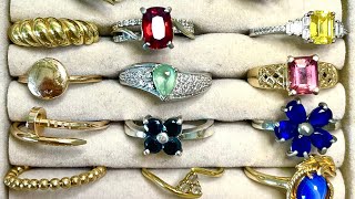 My fine gold jewelry collection update Gold rings with diamonds Red Spinel and Tourmaline GIA 18K [upl. by Edlun]