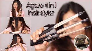 Agaro 4in1 Hair Styler straightener  crimpercurlerbrush  Review amp Demo [upl. by Svensen]