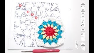 코바늘 모티브뜨기How To Crochet a Granny Square코바늘 입문도안을 보고 모티브뜨기뜰래아 [upl. by Biles18]