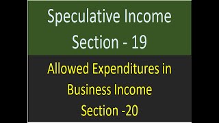 Speculative Income amp Allowed Business Expenses Section 19amp 20 [upl. by Eindys]