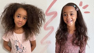 Straightening Ziyas Hair for the FIRST Time Curly to Straight Hair Routine 2022 [upl. by Jeffrey391]