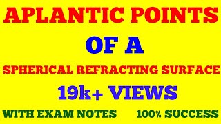 APLANTIC POINTS  APLANATIC POINTS OF SPHERICAL REFRACTING SURFACE  WITH EXAM NOTES [upl. by Airdnaid852]