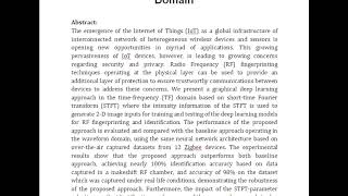 A Graphical Deep Learning Approach to RF Fingerprinting in the Time Frequency Domain [upl. by Pernick284]