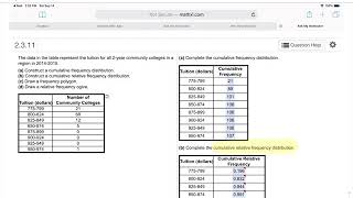 Find the cumulative relative frequencies for tuition for community colleges math 50  mymathlab [upl. by Amorete578]