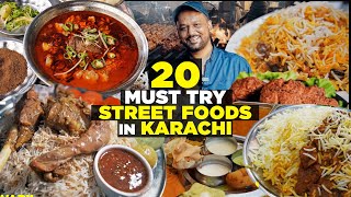 20 Karachi Street Foods You Must Try  Ultimate Nihari Biryani Paya Bun Kabab Chanay and more [upl. by Eicart]