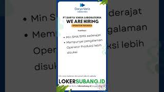 Lowongan Kerja Bogor PT Darya Varia Laboratoria Oktober 2024 Terbaru lowongankerja [upl. by Osnerol]