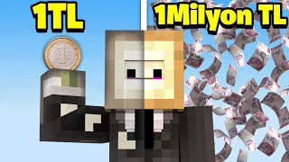 1TL İLE MİLYONER OLDUM  Minecraft [upl. by Roman]