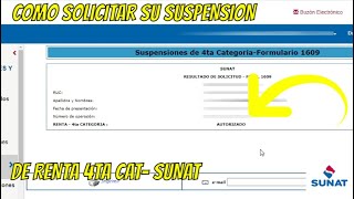 solicitar suspension de renta 4ta categoria sunat 2024 [upl. by Veleda]