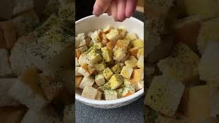 How to make croutons from stale bread 🥖 EASY vegan homemade croutons recipe [upl. by Ilohcin]