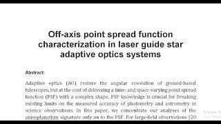 Off axis point spread function characterization in laser guide star adaptive optics systems [upl. by Ardnahsal]